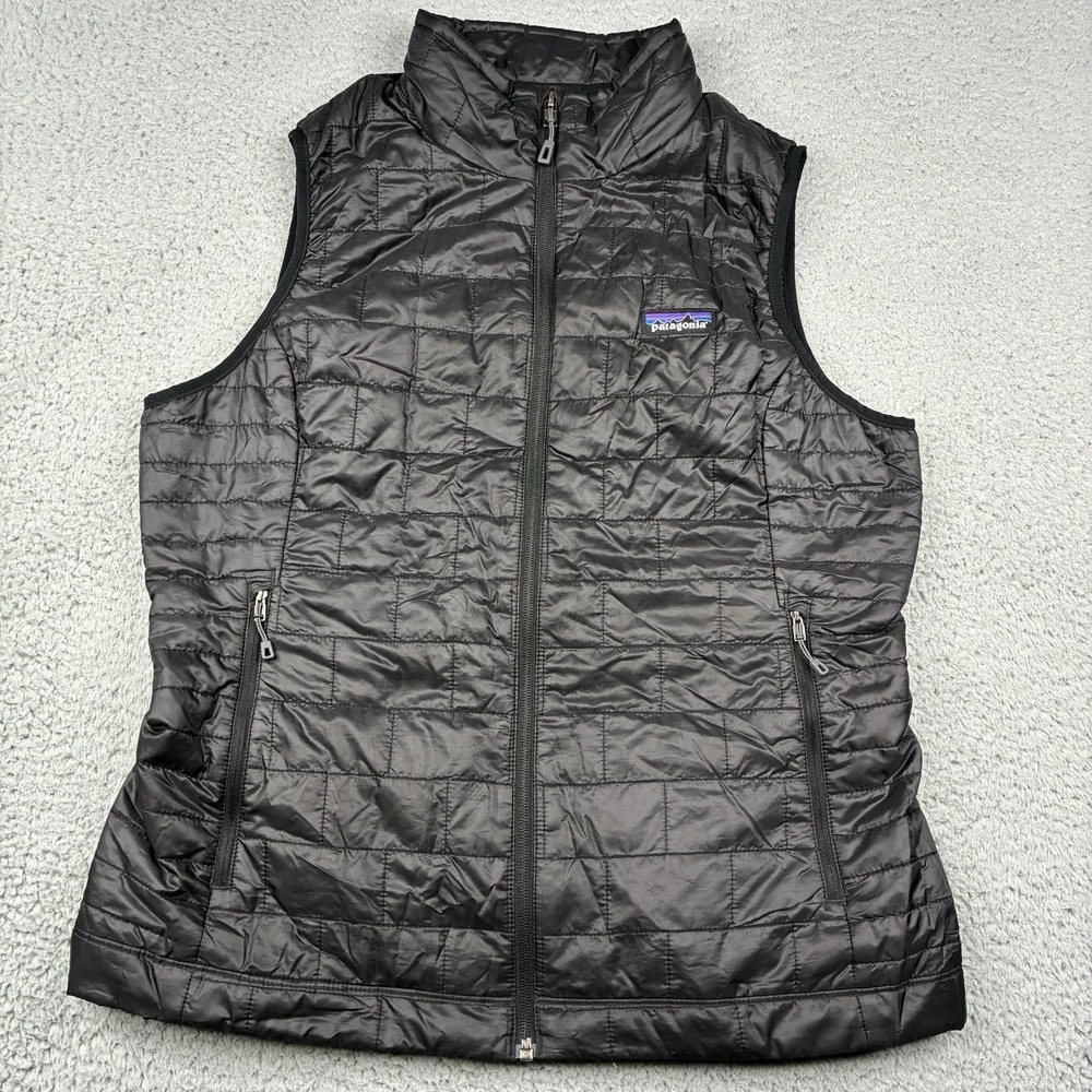 Patagonia Nano Puff Vest Women's Large Black Full Zip Packable PrimaLoft 84247